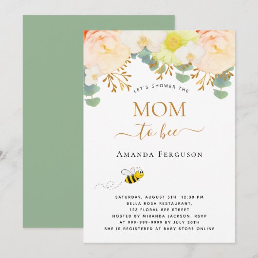 Mam om geel floraal schattig Baby shower te worden Kaart (Voorkant / Achterkant)