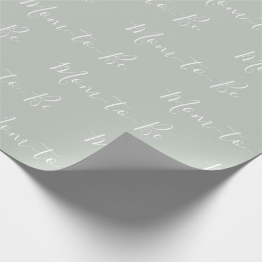 Mam om groen wit script elegant Baby shower te zij Cadeaupapier (Hoek)