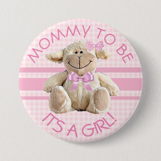 Mam om Lamb Baby shower Button te zijn (Voorkant)