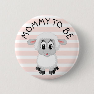 Mam om Lamb Pink Girl's Baby shower knop te zijn Ronde Button 5,7 Cm