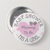 Mam om Roze en Zilver Baby shower Button te zijn (Voorkant /achterkant)