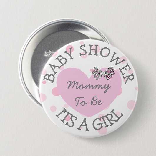 Mam om Roze en Zilver Baby shower Button te zijn (Voorkant /achterkant)