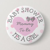 Mam om Roze en Zilver Baby shower Button te zijn (Voorkant)
