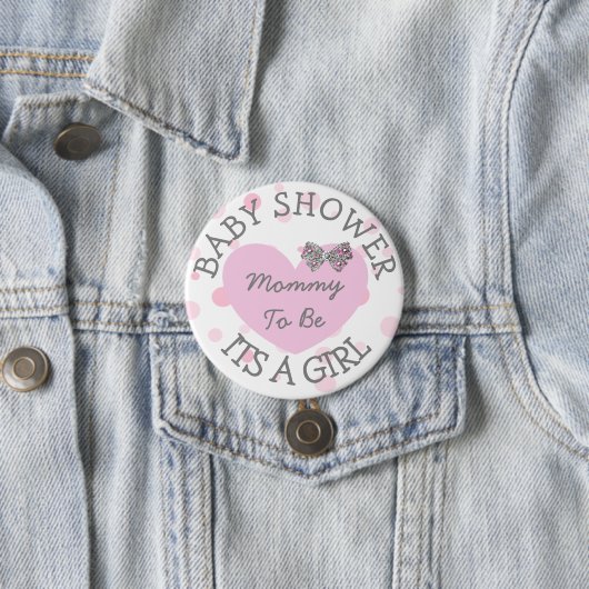 Mam om Roze en Zilver Baby shower Button te zijn (In situ)