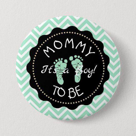 Mam om Sage Green Chevron Baby shower te zijn Ronde Button 7,6 Cm (Voorkant)