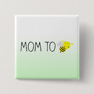 Mam om te worden, Cute Bumblebee Green/Yellow Vierkante Button 5,1 Cm