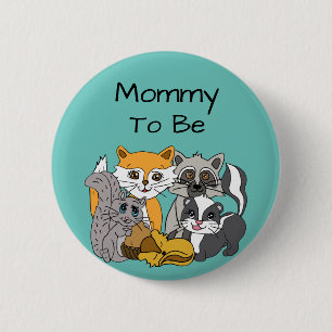 Mam om Woodland Forest Animals Baby shower Bu te z Ronde Button 5,7 Cm