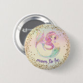 Mam om zwanger te worden Mermaid Baby shower Ronde Button 5,7 Cm (Voorkant /achterkant)