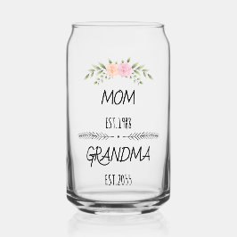 Mam & Oma Custom Bloemen Familie Opgericht Jaar Blikvorm Glas