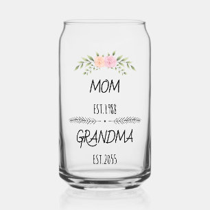 Mam & Oma Custom Bloemen Familie Opgericht Jaar Blikvorm Glas
