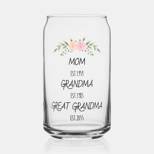 Mam, Oma, Grote Oma Custom Family Dates Blikvorm Glas (Voorkant)