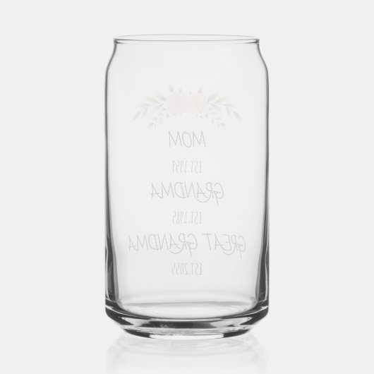 Mam, Oma, Grote Oma Custom Family Dates Blikvorm Glas (Achterkant)