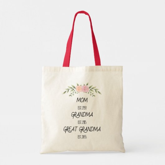 Mam, Oma, Grote Oma Custom Family Dates Tote Bag (Achterkant)