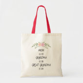 Mam, Oma, Grote Oma Custom Family Dates Tote Bag (Voorkant)