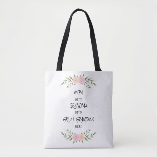 Mam, Oma, Grote Oma Custom Family Dates Tote Bag (Voorkant)