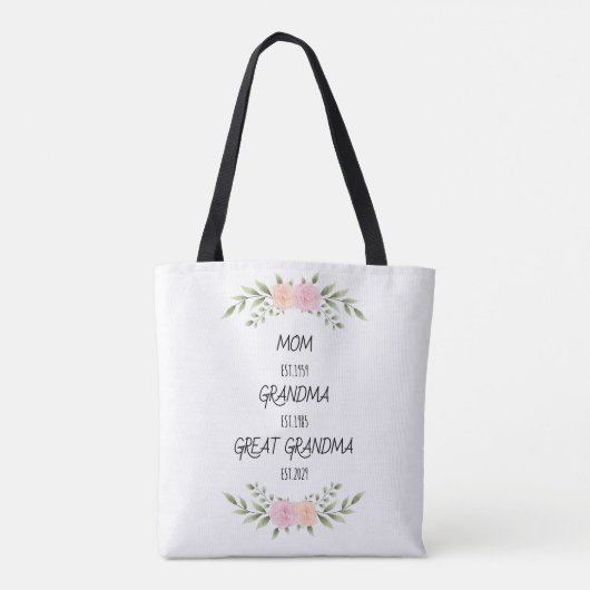 Mam, Oma, Grote Oma Custom Family Dates Tote Bag (Achterkant)