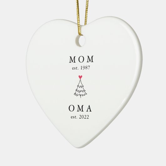 mam | Oma Jaar Oost | Kerstakeramische versiering Keramisch Ornament (Links)