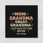 Mam, oma, oma, ik word steeds beter vierkante visitekaartje (Voorkant)
