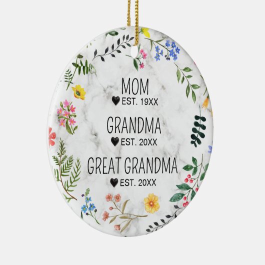 Mam, oma, overgrootmoeder Bloemenmarmer Keramisch Ornament (Rechts)