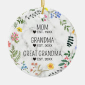 Mam, oma, overgrootmoeder Bloemenmarmer Keramisch Ornament (Voorkant)