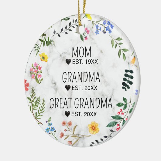 Mam, oma, overgrootmoeder Bloemenmarmer Keramisch Ornament (Links)