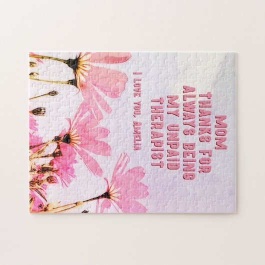 Mam Onbetaalde Therapist Funny Floral Moederdag Legpuzzel (Horizontaal)