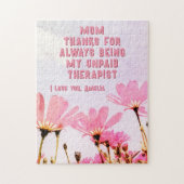 Mam Onbetaalde Therapist Funny Floral Moederdag Legpuzzel (Verticaal)