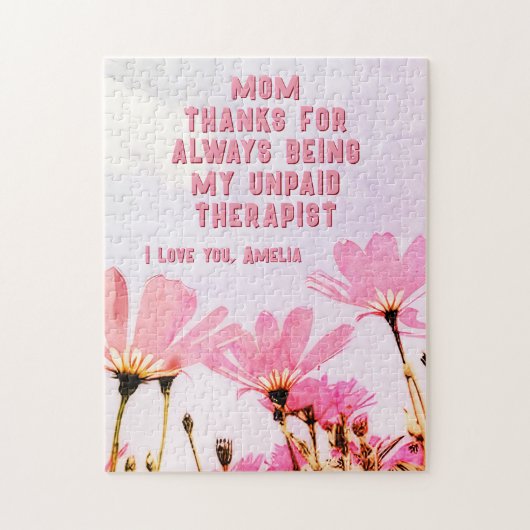 Mam Onbetaalde Therapist Funny Floral Moederdag Legpuzzel (Verticaal)