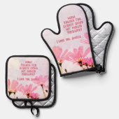 Mam Onbetaalde Therapist Funny Floral Moederdag Ovenwant & Pannenlap Set (Voorkant / Achterkant)