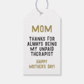 Mam Onbetaalde Therapist Funny Humor Moederdag Cadeaulabel (Voorkant)