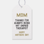 Mam Onbetaalde Therapist Funny Humor Moederdag Cadeaulabel (Achterkant)