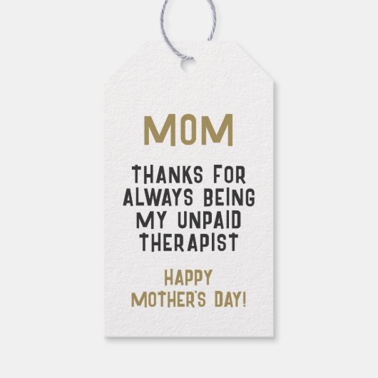 Mam Onbetaalde Therapist Funny Humor Moederdag Cadeaulabel (Achterkant)