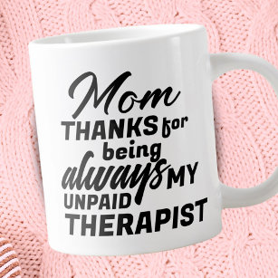 Mam Onbetaalde Therapist Funny Humor Moederdag Grote Koffiekop