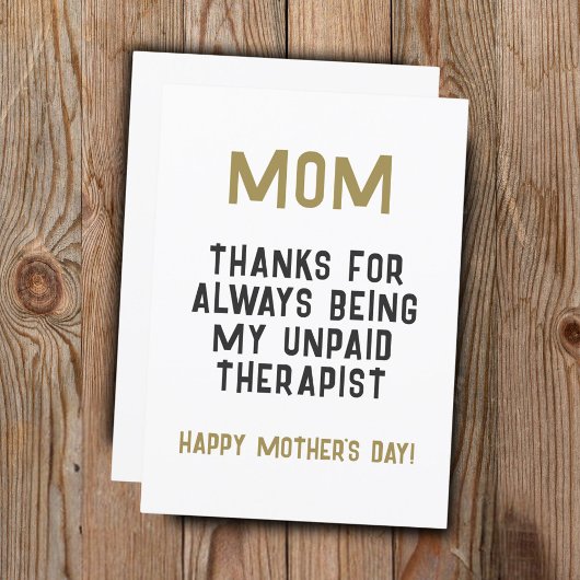 Mam Onbetaalde Therapist Funny Humor Moederdag Kaart