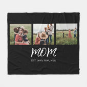 Mam Opgericht Elegant Script Zwart 3 Foto Fleece Deken (Voorkant (Horizontaal))