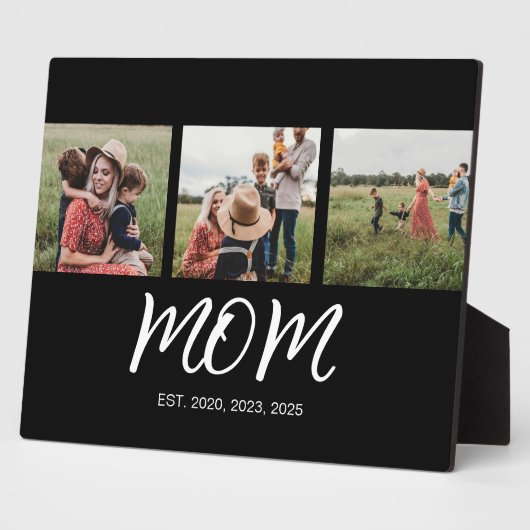 Mam Opgericht Elegant Script Zwart 3 Foto Fotoplaat (Zijkant)