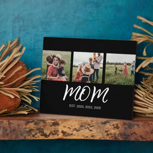 Mam Opgericht Elegant Script Zwart 3 Foto Fotoplaat (Zijkant)