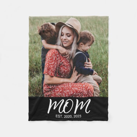 Mam Opgericht Zwart Modern Script Foto Fleece Deken (Voorkant)