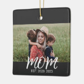 Mam Opgericht Zwart Wit Script Foto Keramisch Ornament (Links)