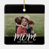 Mam Opgericht Zwart Wit Script Foto Keramisch Ornament (Achterkant)