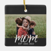 Mam Opgericht Zwart Wit Script Foto Keramisch Ornament (Voorkant)