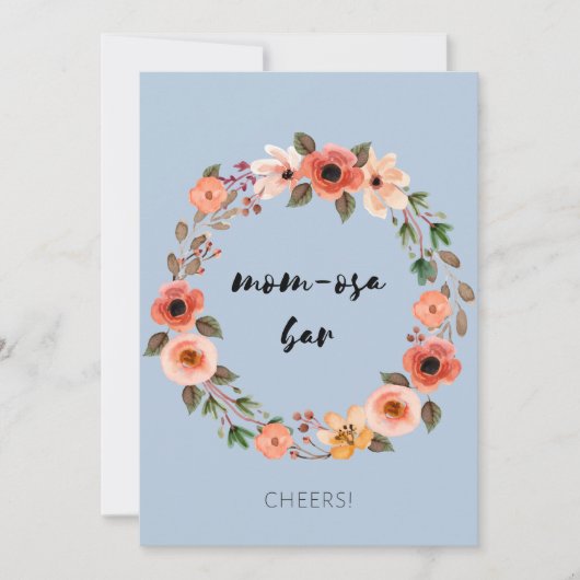 Mam-osa Bar Baby shower Sign Floral Kaart (Voorkant)