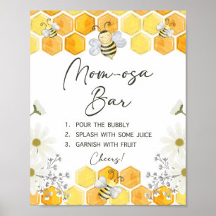 Mam-osa Bar Baby shower Sign Honey Bee Poster