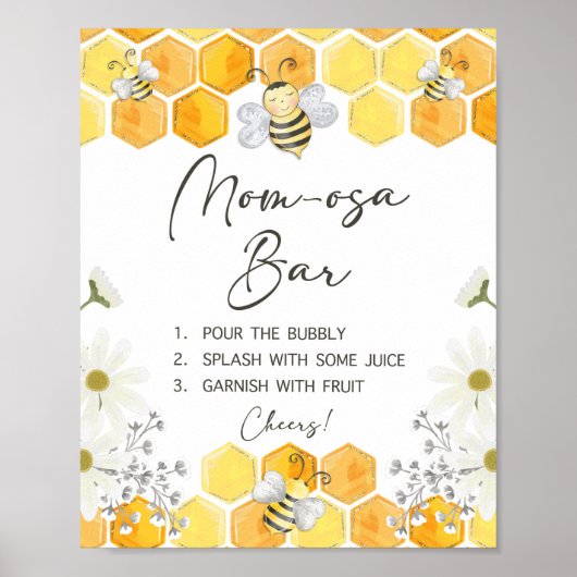 Mam-osa Bar Baby shower Sign Honey Bee Poster (Voorkant)