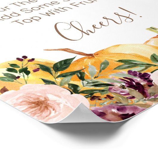 Mam-osa Bar Floral Pumpkin Baby shower Sign Poster (Hoek)