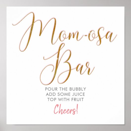 Mam-osa Bar Gold Glitter Script Text Poster (Voorkant)