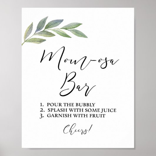 Mam-osa Bar Olive Leaf Greenery Theme Poster (Voorkant)