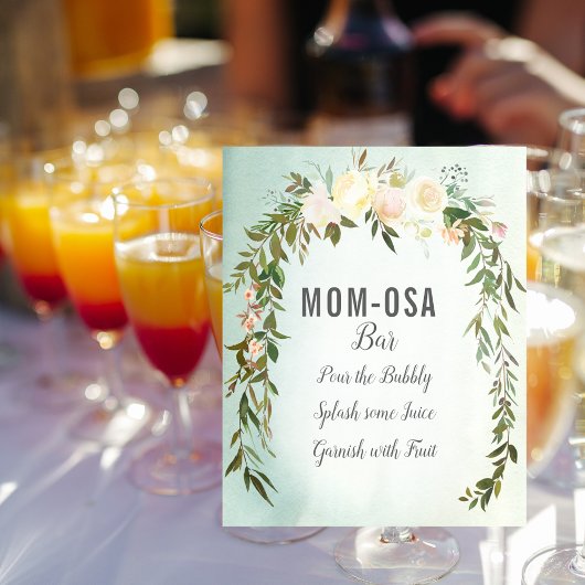Mam-osa Bar Sign Green White Baby Sprinkle Shower Poster