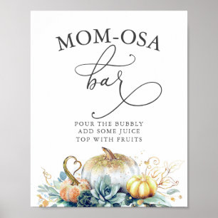 Mam-osa Bar Sign Succulents Pumpkins Baby shower Poster