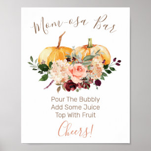 Mam-osa Bar Twin Pumpkin Baby shower Sign Poster